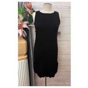 A1-- NWT black ANN TAYLOR sleeveless ruffle bottom knee length dress sz 2 $169